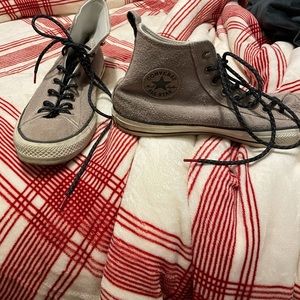 Grey leather converse shoes